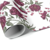 Maroon Rose Wedding Cadeaupapier (Rol Hoek)