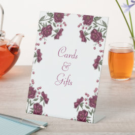 Maroon Rose Wedding Cards Gift Sign Reclamebord Met Voetstuk