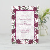 Maroon Rose Wedding Kaart (Staand voorkant)
