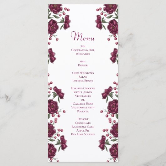 Maroon Rose Wedding Menus (Devant)