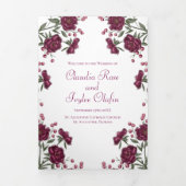 Maroon Rose Wedding Programs Drieluik Programma (Cover)