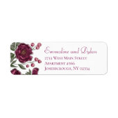 Maroon Rose Wedding Return Address Labels (Voorkant)