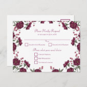 Maroon Rose Wedding RSVP Feestdagenkaart (Voorkant / Achterkant)