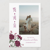 Maroon Rose Wedding Save the Date Kaart (Voorkant)