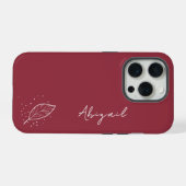 Maroon rouge, nom blanc, feuille et points minimal (Verso Horizontal)