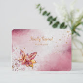 Maroon Roze Bloemen Modern Menu RSVP (Staand voorkant)