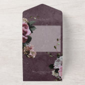 Maroon & Roze Floral Modern All In One Uitnodiging (Buitenkant)