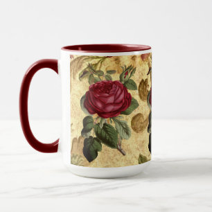  Maroon Rozen op Gouden Tapestry Koffie Mok