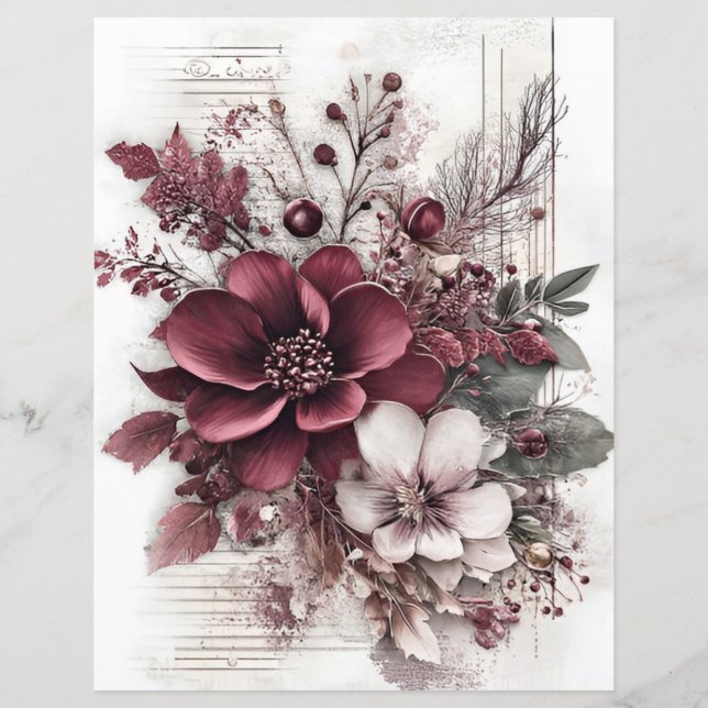 Maroon rozen scrap-booking papier (Achterkant)