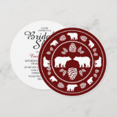 Maroon rustique ours nuptiale invitation ronde dou (Devant / Derrière)