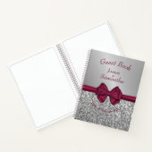 Maroon Satin Bow & Silver - Livre d'invités (Intérieur)