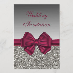 Maroon Satin Bow & Silver - Weddenschap Kaart
