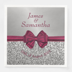 Maroon Satin Bow & Zilver – Servet