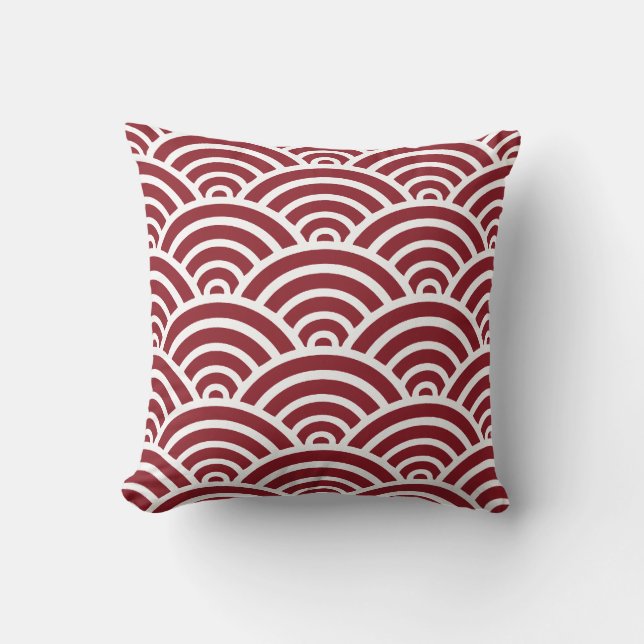 Maroon Scallop Pattern Kussen (Voorkant)