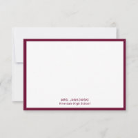 Maroon School Colors Professeur Merci Cartes de no