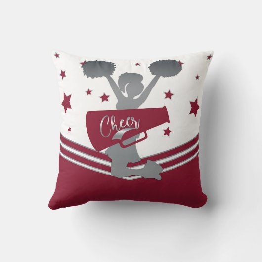 Maroon Silver Stars Cheer Cheer Cheer-leading Girl Kussen (Achterkant)
