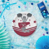 Maroon & Silver Stars Cheer Cheer-vooraanstaand Pa Papieren Bordje (Feest)