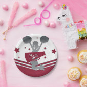 Maroon & Silver Stars Cheer Cheer-vooraanstaand Pa Papieren Bordje (Feest)