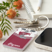 Maroon Silver Stars Cheer-leading Gepersonaliseerd Sleutelhanger (Voorkant Rechts)