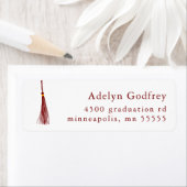 Maroon Tassel Afstuderen retouradres Etiket (Insitu)