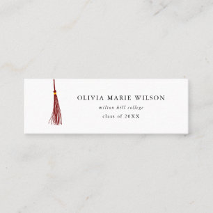 Maroon Tassel Graduation Name Card Mini Visitekaartje