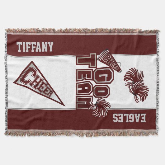 Maroon Team Spirit Cheerleader Custom Blanket Deken (Voorkant)
