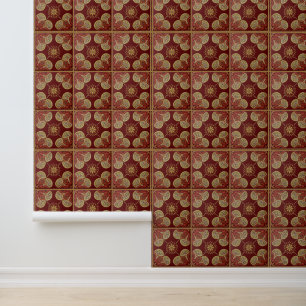 Maroon tegel patroon vinyl Behang