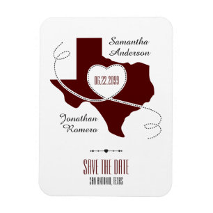 Maroon Texas Curling Ribbon Save the Date Magneet