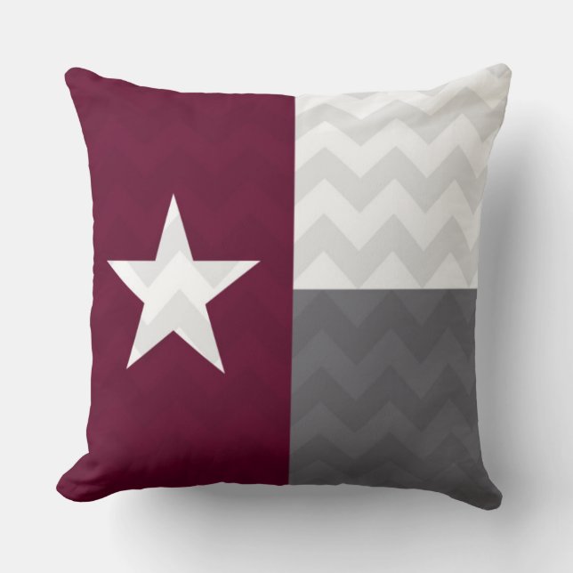 Maroon Texas Flag Chevron Kussen (Voorkant)