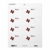 Maroon Texas Heart Étiquette (Feuille entière)