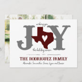 Maroon Texas JOY Foto Feestdagenkaart (Voorkant / Achterkant)