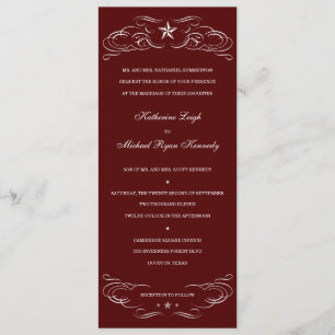 Maroon Texas Lone Star Wedding Invitations Kaart