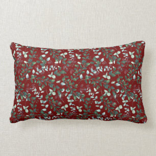 Maroon Tiny Leaf Print Lumbar Sierkussen Kussen