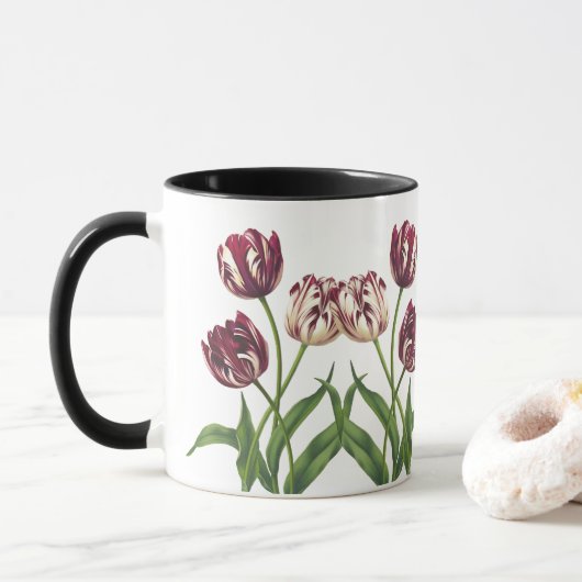Maroon Tulips Mok (Met donut)