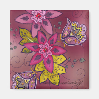 Maroon Tulpen Magneet (vierkant)