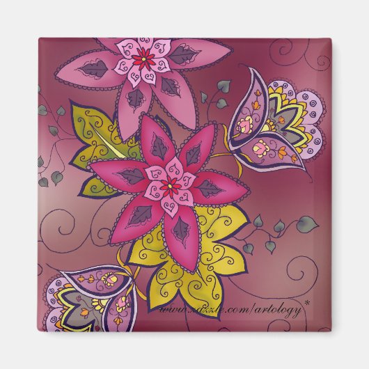 Maroon Tulpen Magneet (vierkant) (Voorkant)