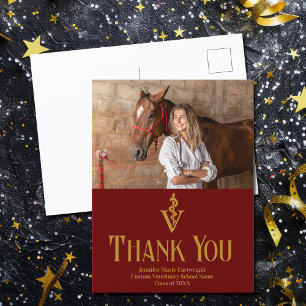 Maroon Veterinaire School Afstudeerfoto Bedankt Briefkaart