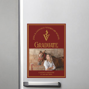 Maroon Veterinaire School Foto Afstuderen Magnet