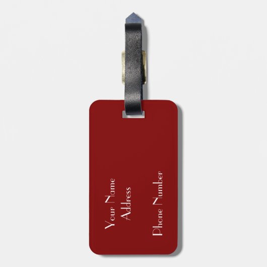 Maroon - voeg monogram bagagelabel toe (Achterkant verticaal)