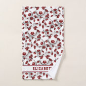 Maroon voetballen Patroon Atleet Naam Bad Handdoek (Handdoek)