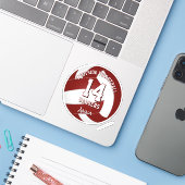 Maroon volleybal team kleuren kinder teamnaam sticker (Laptop met iPhone)