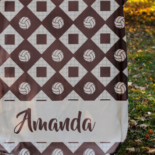 Maroon Volleyball Argyle Pattern Fleece Deken