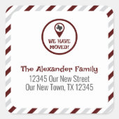 Maroon We hebben gestreepte verplaatsen verplaatst Vierkante Sticker (Voorkant)