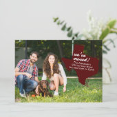 Maroon We hebben verhuisd - Dotted Texas Moving Aankondiging (Staand voorkant)