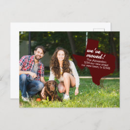 Maroon We hebben verhuisd - Dotted Texas Moving Briefkaart