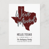 Maroon We hebben verhuisd - Texas Aankondigingskaart (Voorkant)