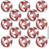 Maroon White 13 aangepaste spelers namen volleybal Sticker (Voorkant)