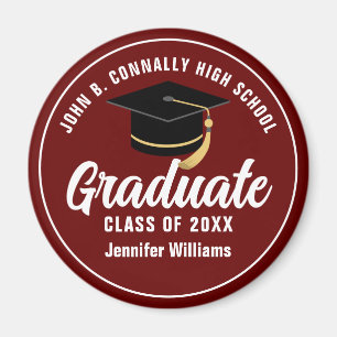 Maroon White Afstuderen Custom 2025 Graduation Par Magneet