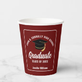 Maroon White Afstuderen Custom 2025 Graduation Par Papieren Bekers (Voorkant)