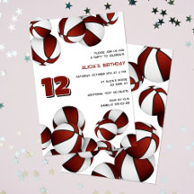 Maroon White Basketballs kinder sportverjaardag